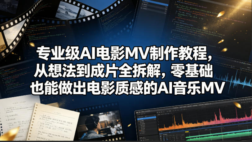 专业级AI电影MV制作教程，从想法到成片全拆解，零基础也能做出电影质感的AI音乐MV-仙女副业网