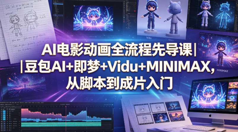 AI电影动画全流程先导课｜豆包AI+即梦+Vidu+MINIMAX，从脚本到成片入门-仙女副业网