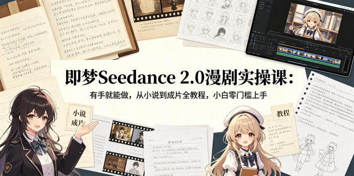 即梦Seedance 2.0漫剧实操课：有手就能做，从小说到成片全教程，小白零门槛上手-仙女副业网