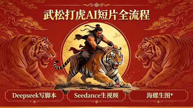 武松打虎AI短片全流程：Deepseek写脚本+Seedance生视频+海螺生图-仙女副业网