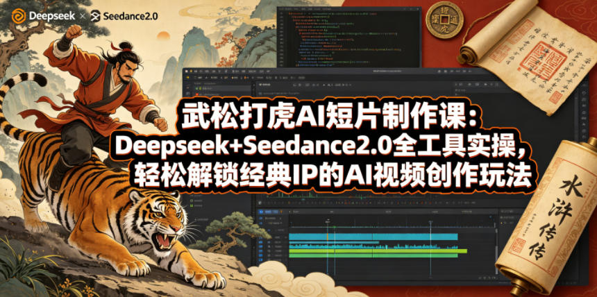 武松打虎AI短片制作课：Deepseek+Seedance2.0全工具实操，轻松解锁经典IP的AI视频创作玩法-仙女副业网