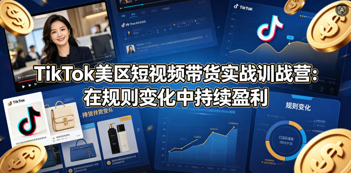 TikTok美区短视频带货实战训战营：在规则变化中持续盈利-仙女副业网