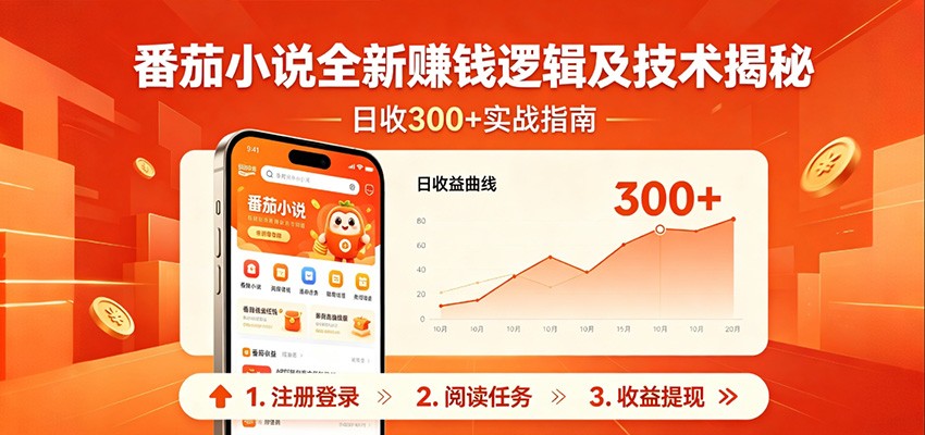 番茄小说全新赚钱逻辑及技术日收300+，小白新书皆可做！无脑赚就行了！-仙女副业网