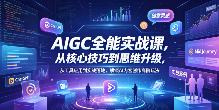 AIGC全能实战课，从核心技巧到思维升级，从工具应用到实战落地，解锁AI内容创作高阶玩法-仙女副业网
