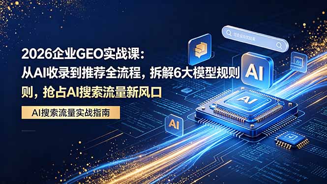 2026 企业GEO实战课：从AI收录到推荐全流程，拆解6大模型规则，抢占 AI 搜索流量新风口-仙女副业网