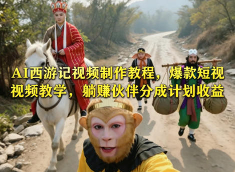 AI西游记视频制作教程，爆款短视频教学，躺賺伙伴分成计划收益-仙女副业网