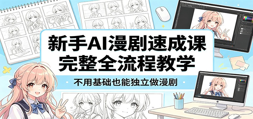 新手AI漫剧速成课：完整全流程教学，不用基础也能独立做漫剧-仙女副业网