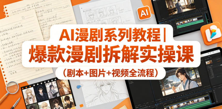 AI漫剧系列教程｜爆款漫剧拆解实操课(剧本+图片+视频全流程)-仙女副业网