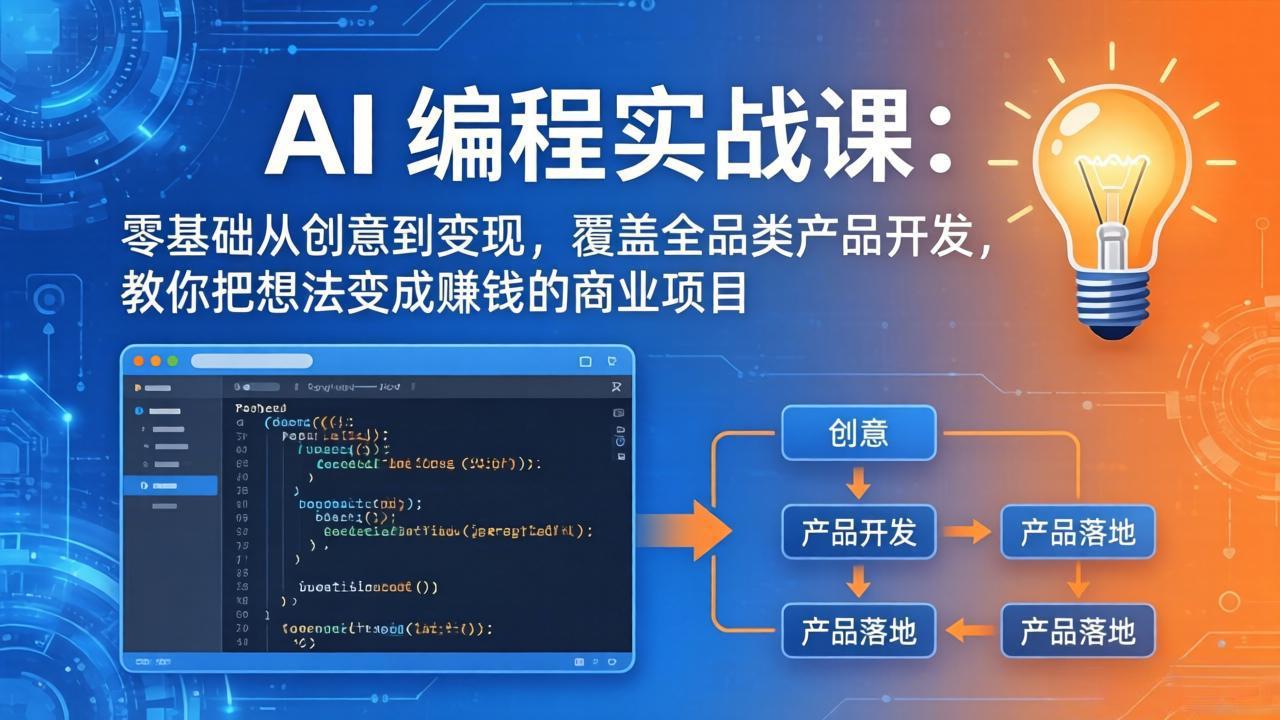 AI编程实战课-第三期-5月9更新：零基础从创意到变现，覆盖全品类产品开发，把想法变成赚钱项目-仙女副业网