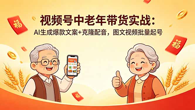 视频号中老年带货实战：AI生成爆款文案+克隆配音，图文视频批量起号-仙女副业网