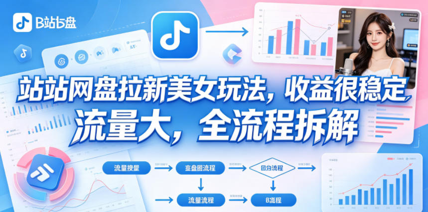 B站网盘拉新美女玩法，收益很稳定，流量大，全流程拆解-仙女副业网
