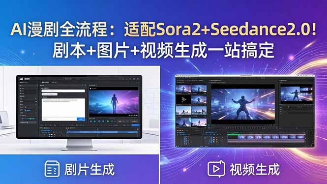 AI漫剧全流程：适配Sora2+Seedance2.0！剧本+图片+视频生成一站搞定-仙女副业网