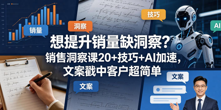 想提升销量缺洞察?销售洞察课20+技巧+AI加速,文案戳中客户超简单【原创双语字幕】-仙女副业网