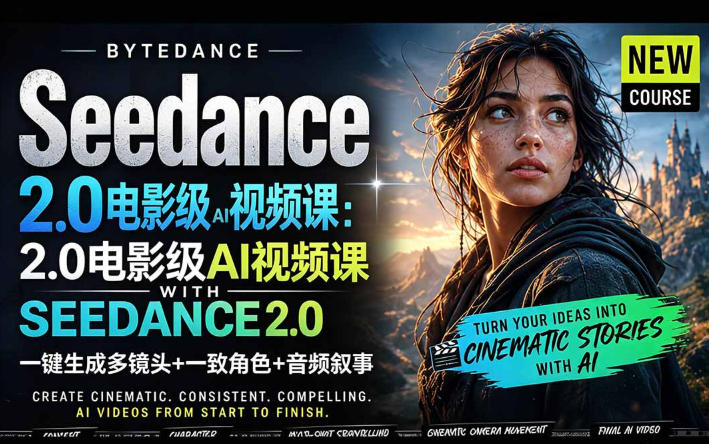 字节跳动的Seedance 2.0 AI电影视频生成制作教程,一键生成多镜头+一致角色+音频叙事-中英字幕-仙女副业网