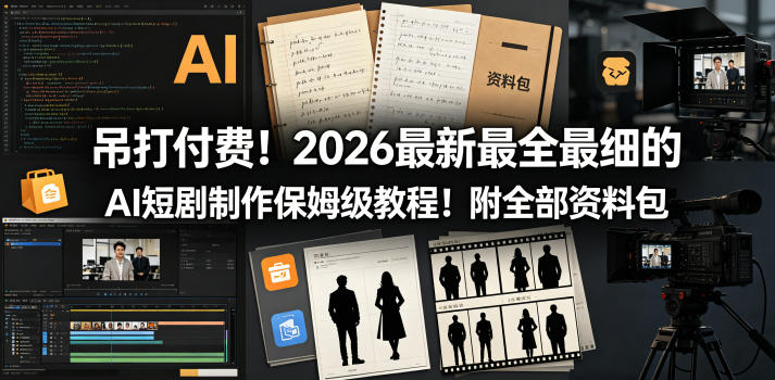 吊打付费！2026最新最全最细的AI短剧制作保姆级教程！附全部资料包-仙女副业网