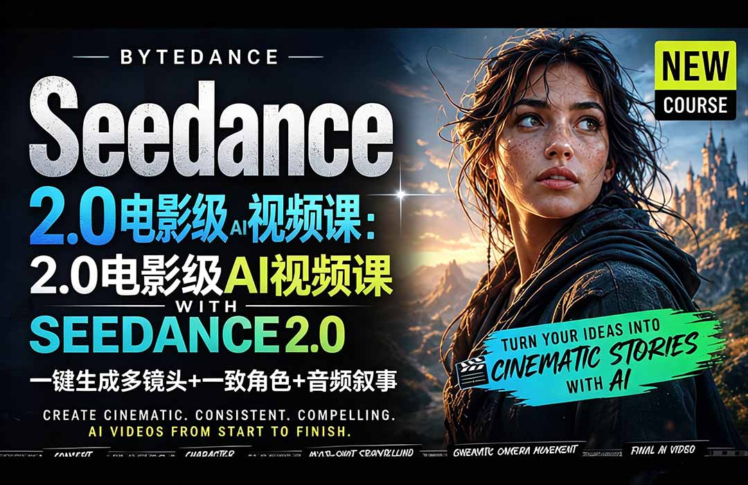Seedance 2.0电影级AI视频课：一键生成多镜头+一致角色+音频叙事-仙女副业网