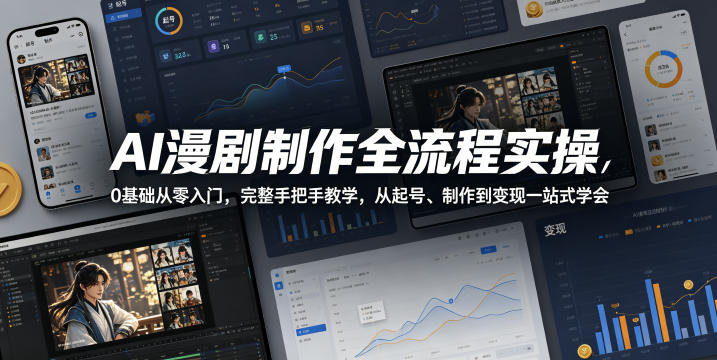 AI漫剧制作全流程实操，0基础从零入门，完整手把手教学，从起号、制作到变现一站式学会-仙女副业网