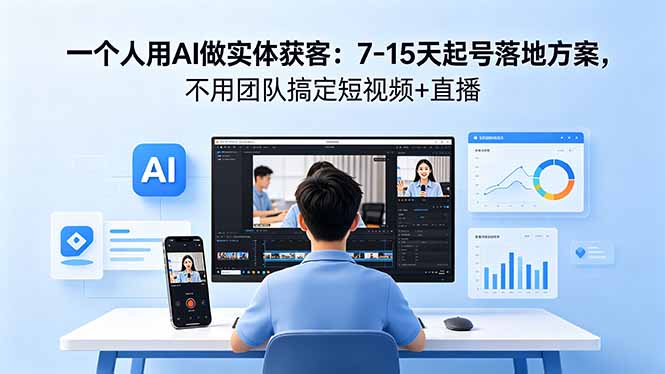 一个人用AI做实体获客：7-15天起号落地方案，不用团队搞定短视频+直播-仙女副业网