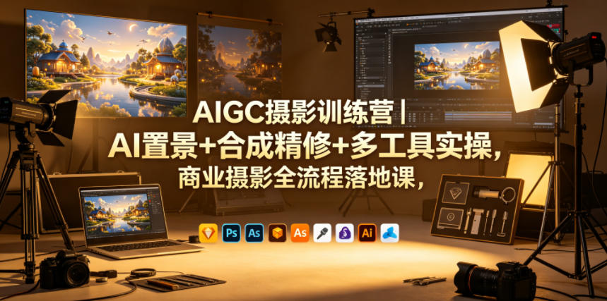 AIGC摄影训练营|AI置景+合成精修+多工具实操,商业摄影全流程落地课-仙女副业网