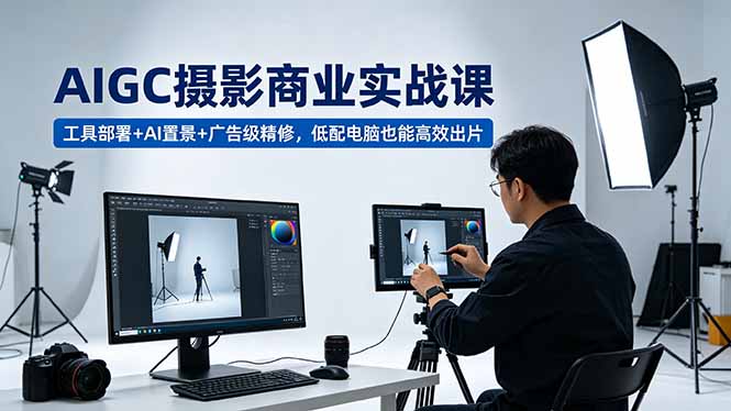 AIGC 摄影商业实战课,工具部署+AI置景+广告级精修,低配电脑也能高效出片-仙女副业网