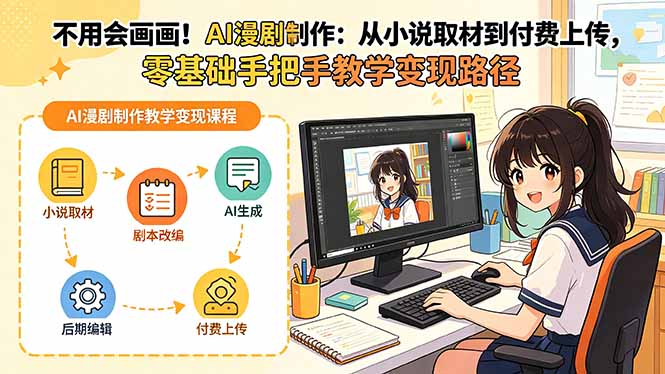 不用会画画!AI漫剧制作:从小说取材到付费上传,零基础手把手教学变现路径-仙女副业网