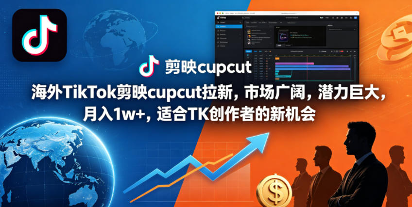 海外TikTok剪映cupcut拉新,市场广阔,潜力巨大,月入1w+,适合TK创作者的新机会-仙女副业网