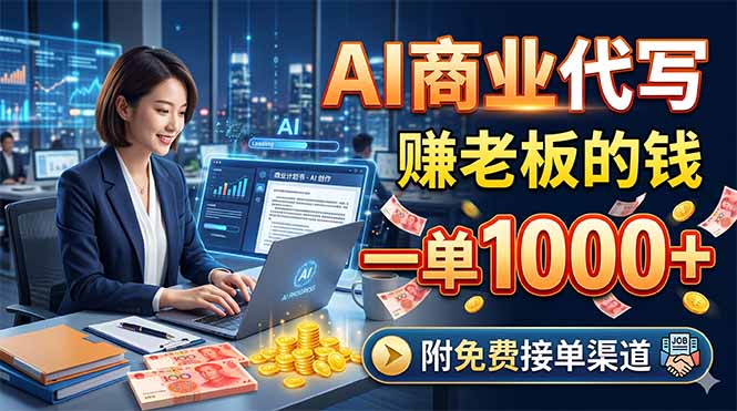 AI商业代写，赚老板的钱，一单1000+，附免费接单渠道-仙女副业网
