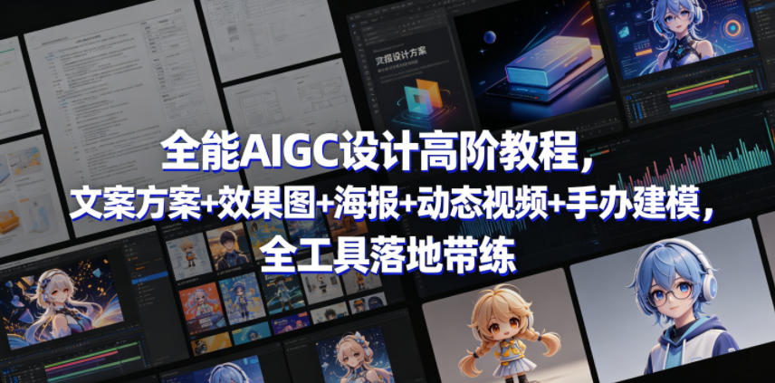 全能AIGC设计高阶教程,文案方案+效果图+海报+动态视频+手办建模,全工具落地带练-仙女副业网