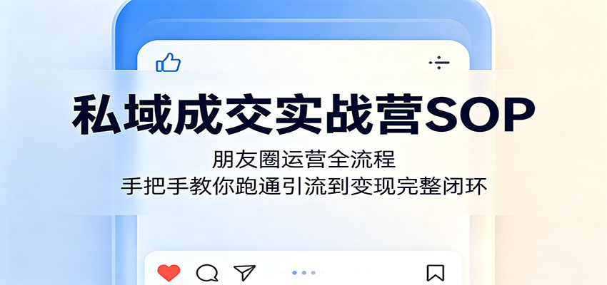 私域成交实战营SOP：朋友圈运营全流程，手把手教你跑通引流到变现完整闭环-仙女副业网