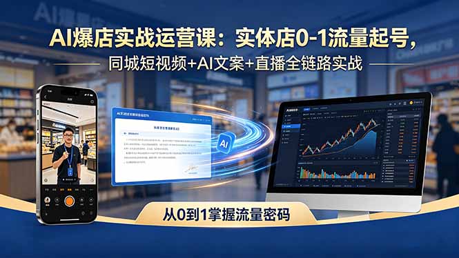 AI爆店实战运营课：实体店0-1流量起号，同城短视频+AI文案+直播全链路实战-仙女副业网