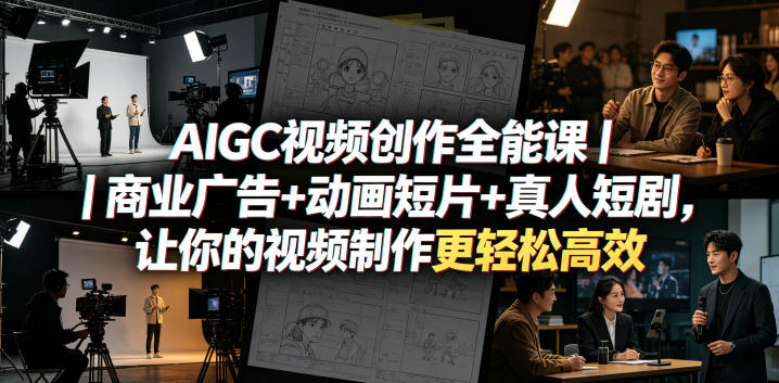 AIGC视频创作全能课｜商业广告+动画短片+真人短剧，让你的视频制作更轻松高效-仙女副业网