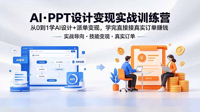 AI·PPT设计变现实战训练营，从0到1学AI设计+派单变现，学完直接接真实订单赚钱-仙女副业网