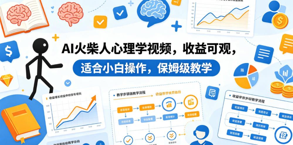 AI火柴人心理学视频，收益可观，适合小白操作，保姆级教学-仙女副业网