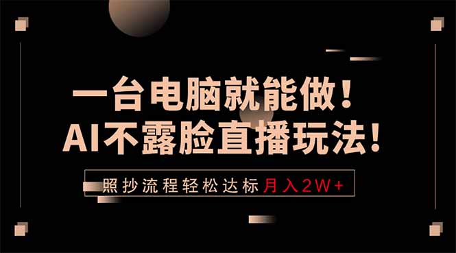 一台电脑就能做！AI不露脸直播玩法，照抄流程轻松达标月入2W+-仙女副业网