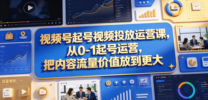 视频号起号视频投放运营课，从0-1起号运营，把内容流量价值放到更大-仙女副业网