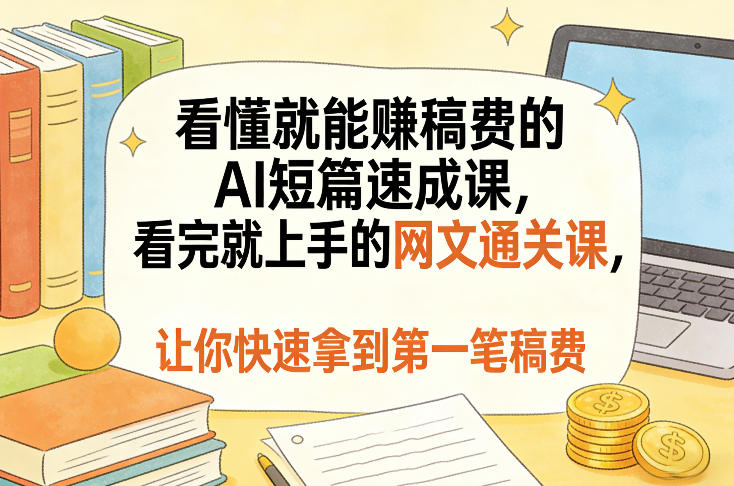 看懂就能賺稿费的AI短篇速成课，看完就上手的网文通关课，让你快速拿到第一笔稿费(更新5月)-仙女副业网