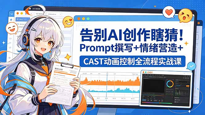 告别AI创作瞎猜！Prompt撰写+情绪营造+CAST动画控制全流程实战课-仙女副业网