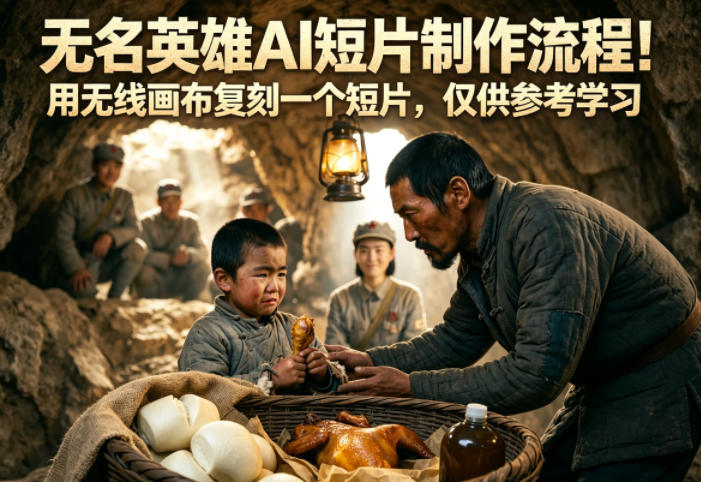 无名英雄AI短片制作流程！用无线画布复刻一个短片，仅供参考学习-仙女副业网