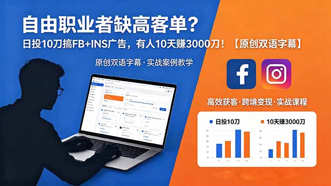 自由职业者缺高客单?日投 10 刀搞 FB+INS 广告,有人 10 天赚 3000 刀!【原创双语字幕】-仙女副业网