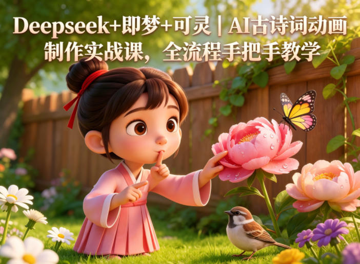 Deepseek+即梦+可灵|AI古诗词动画制作实战课,全流程手把手教学-仙女副业网
