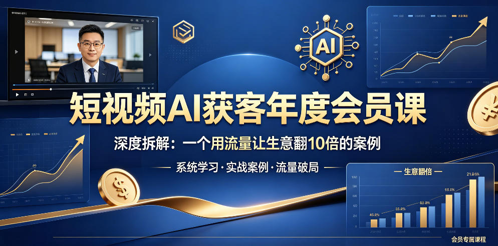 短视频AI获客年度会员课，深度拆解，一个用流量让生意翻10倍的案例-仙女副业网