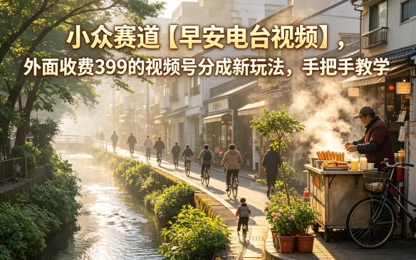 小众赛道【早安电台视频】,外面收费399的视频号分成新玩法,手把手教学-仙女副业网