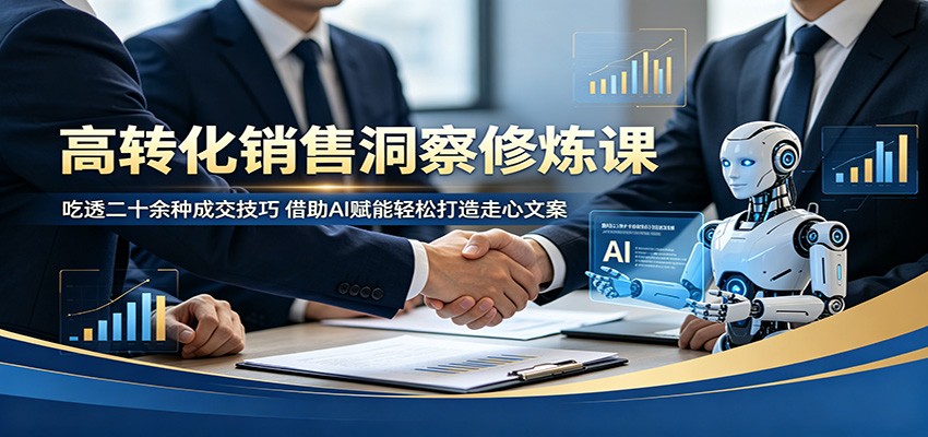 高转化销售洞察修炼课：吃透二十余种成交技巧，借助AI赋能轻松打造走心文案-仙女副业网