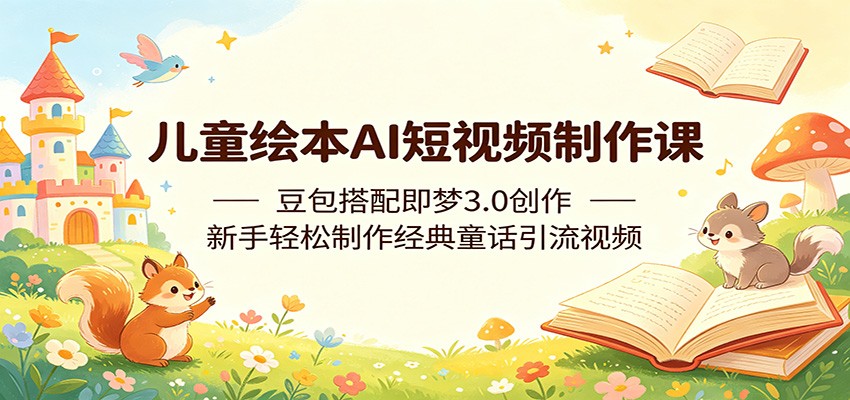 儿童绘本AI短视频制作课：豆包搭配即梦3.0创作，新手轻松制作经典童话引流视频-仙女副业网