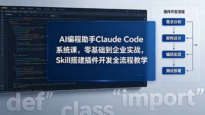 AI 编程助手 Claude Code 系统课，零基础到企业实战，Skill 搭建插件开发全流程教学-仙女副业网
