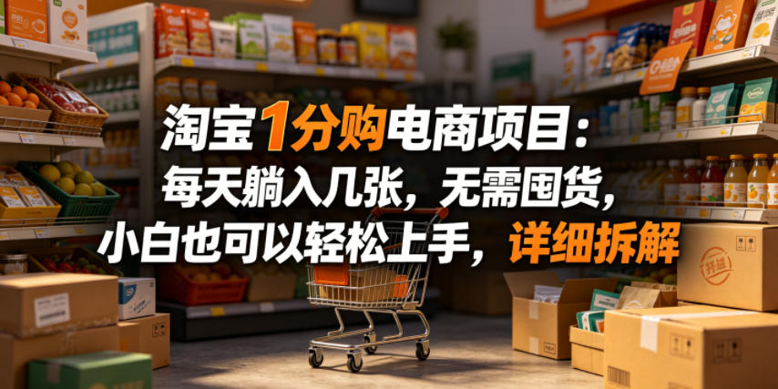 淘宝1分购电商项目：每天躺入几张，无需囤货，小白也可以轻松上手，详细拆解-仙女副业网