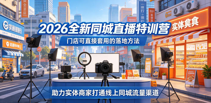 2026全新同城直播特训营，门店可直接套用的落地方法，助力实体商家打通线上同城流量渠道-仙女副业网