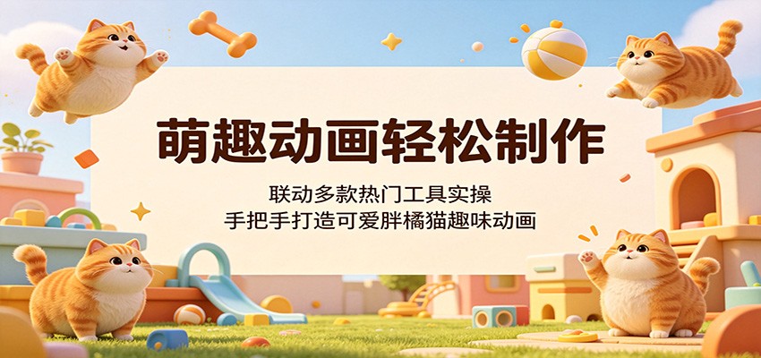 萌趣动画轻松制作，联动多款热门工具实操，手把手打造可爱胖橘猫趣味动画-仙女副业网
