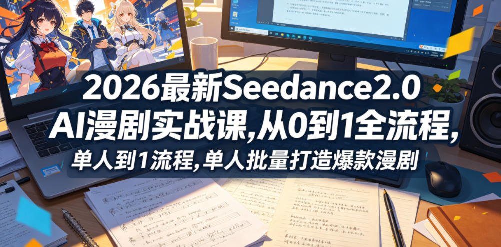 2026最新Seedance2.0 AI漫剧实战课,，从0到1全流程，单人批量打造爆款漫剧-仙女副业网