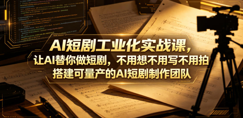 AI短剧工业化实战课，让AI替你做短剧，不用想不用写不用拍，搭建可量产的AI短剧制作团队-仙女副业网